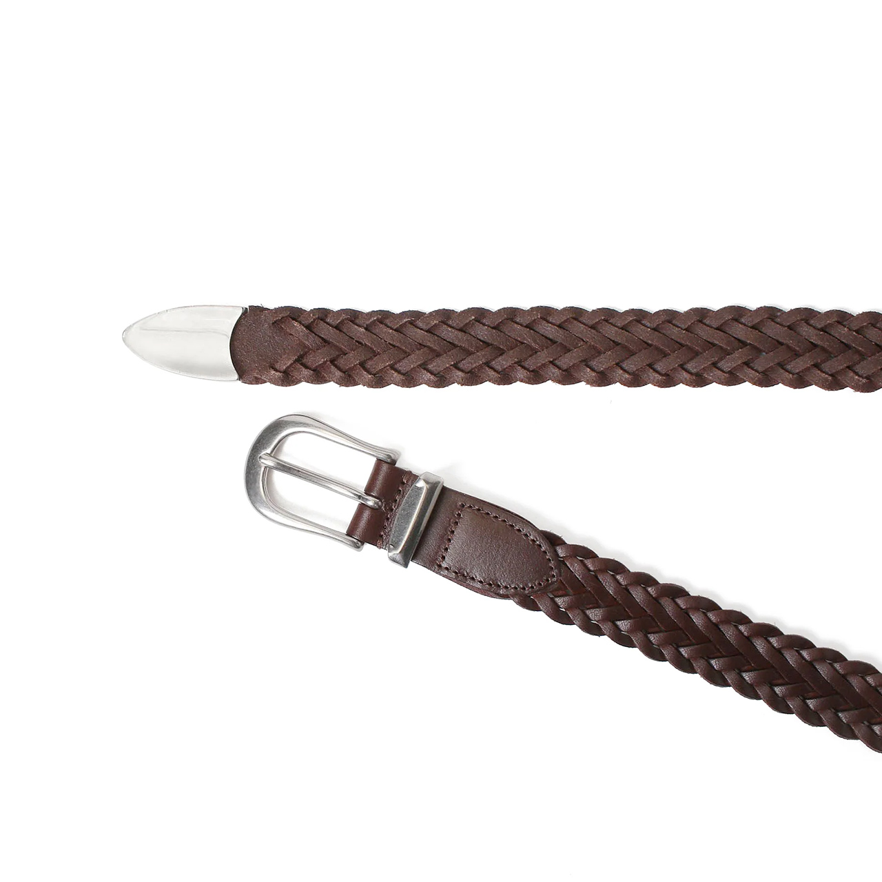 WILLIAM BEAMS メッシュベルト プンターレ 金具 ゴム レザー 茶色 WILLIAM BEAMS プンターレ 金具 メッシュベルト ゴム レザー